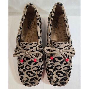 Roc Hommerson Leopard Print Knit Loafer Flats Women's 8.5M Slip On Shoes